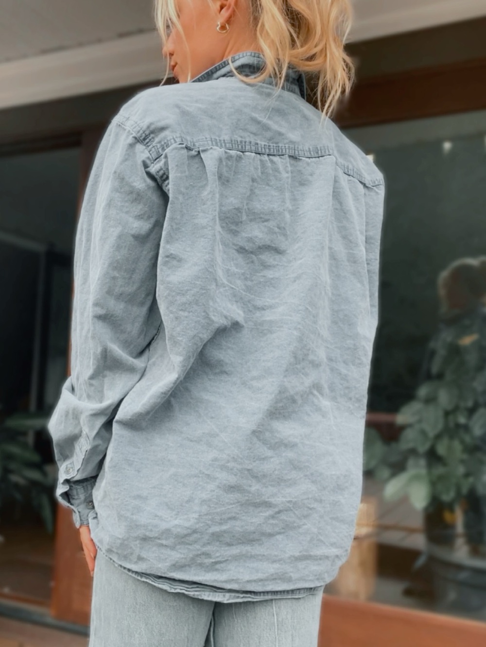 Blue denim Casual Button-Down Shirt - Picture 2 of 3